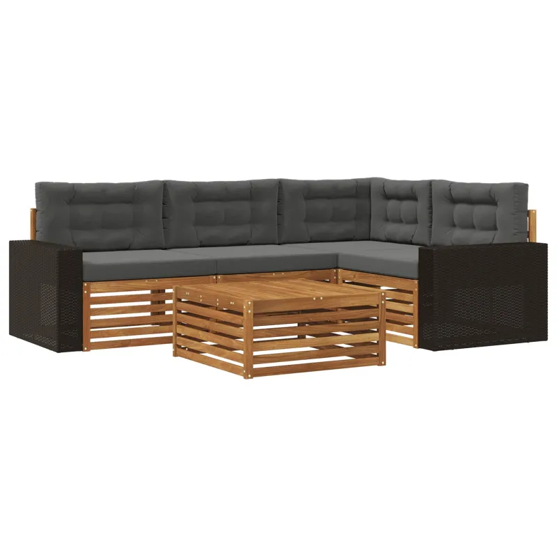 Lauko sofos komplektas 5 pcs Natūralus ir antracitas