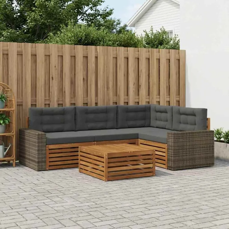 Lauko sofos komplektas 5 pcs Natūralus ir antracitas