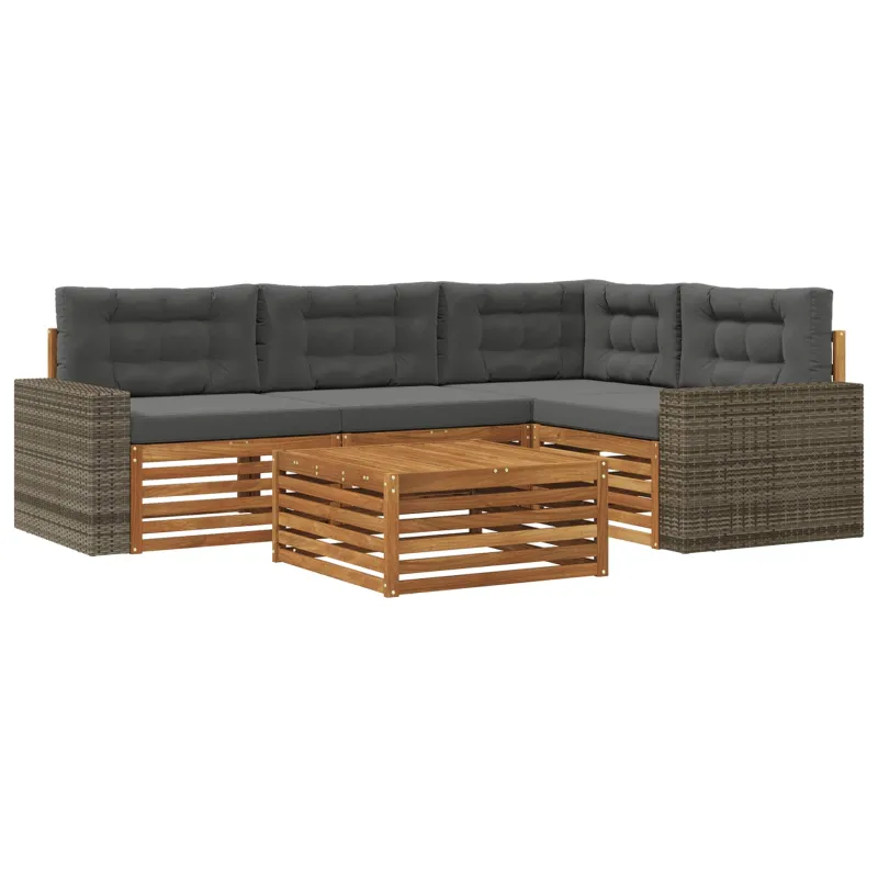 Lauko sofos komplektas 5 pcs Natūralus ir antracitas