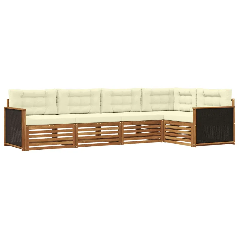 Lauko sofos komplektas 5 pcs Natūralus ir grietinėlė