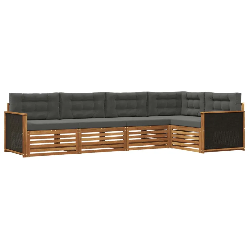 Lauko sofos komplektas 5 pcs Natūralus ir antracitas