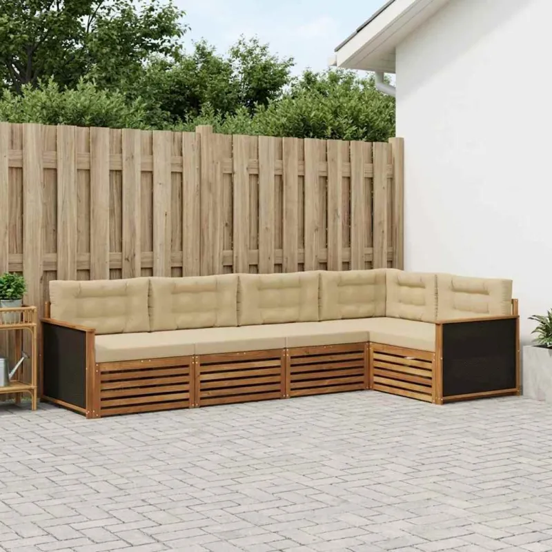 Lauko sofos komplektas 5 pcs Natūralus ir bežinis