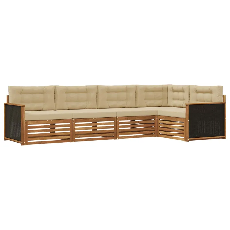 Lauko sofos komplektas 5 pcs Natūralus ir bežinis