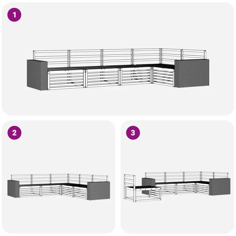 Lauko sofos komplektas 5 pcs Natūrali 331 x 172,5 x 73 cm