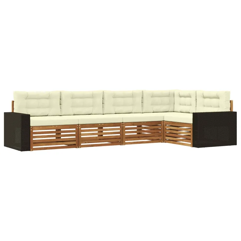 Lauko sofos komplektas 5 pcs Natūralus ir grietinėlė
