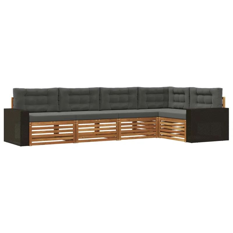 Lauko sofos komplektas 5 pcs Natūralus ir antracitas