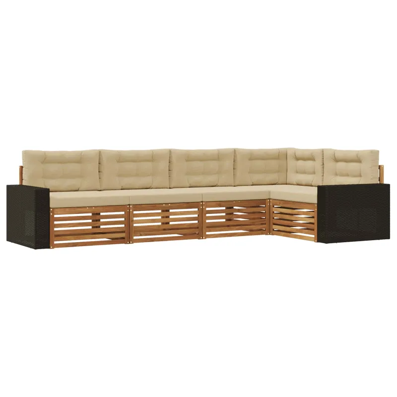 Lauko sofos komplektas 5 pcs Natūralus ir bežinis