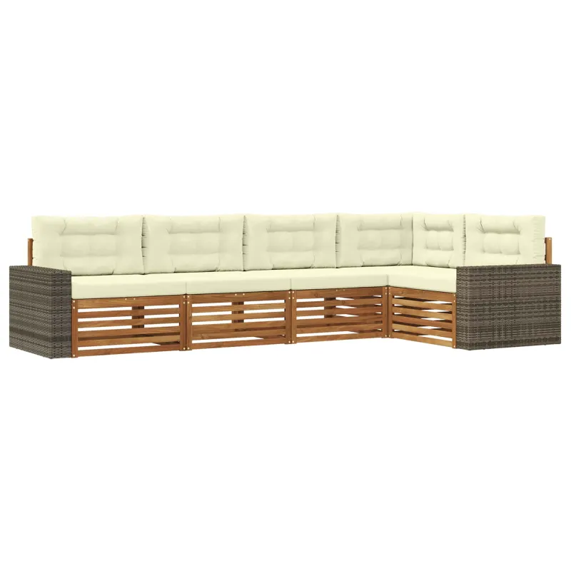 Lauko sofos komplektas 5 pcs Natūralus ir grietinėlė