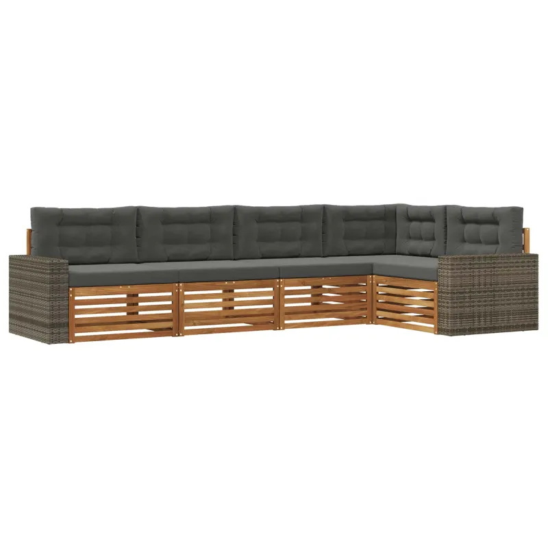 Lauko sofos komplektas 5 pcs Natūralus ir antracitas