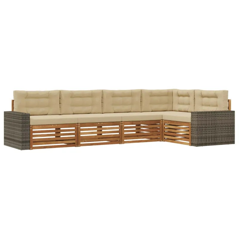 Lauko sofos komplektas 5 pcs Natūralus ir bežinis
