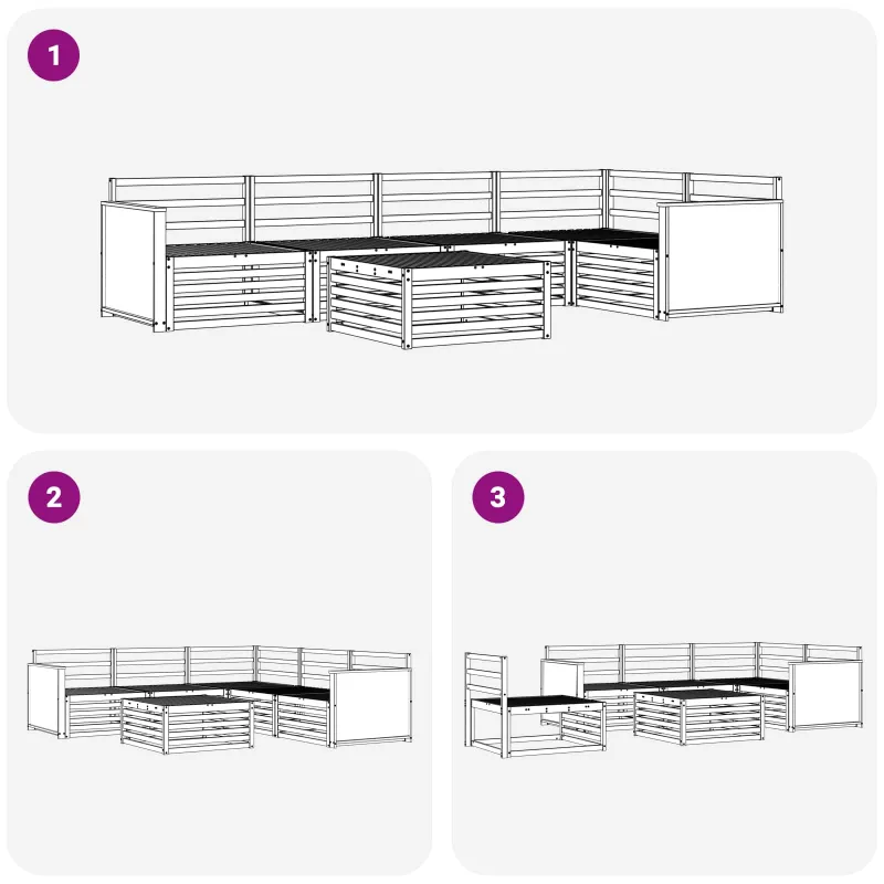 Lauko sofos komplektas 6 pcs Natūrali 79 x 79 x 37 cm
