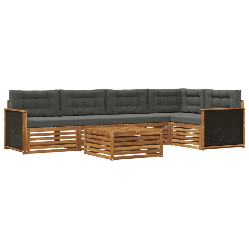 Lauko sofos komplektas 6 pcs Natūralus ir antracitas