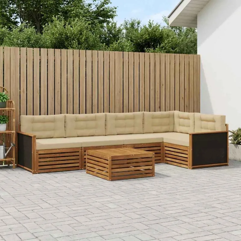 Lauko sofos komplektas 6 pcs Natūralus ir bežinis