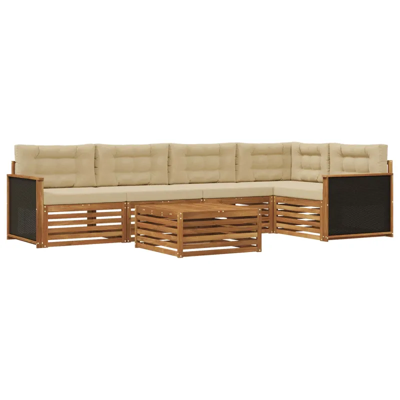 Lauko sofos komplektas 6 pcs Natūralus ir bežinis