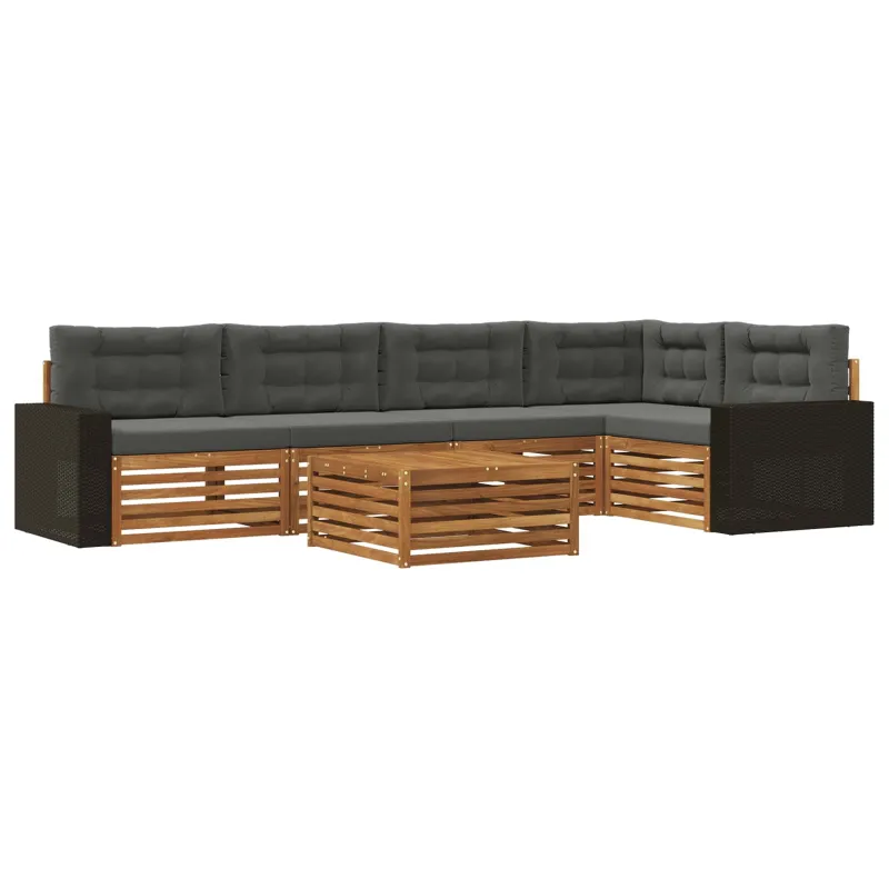 Lauko sofos komplektas 6 pcs Natūralus ir antracitas