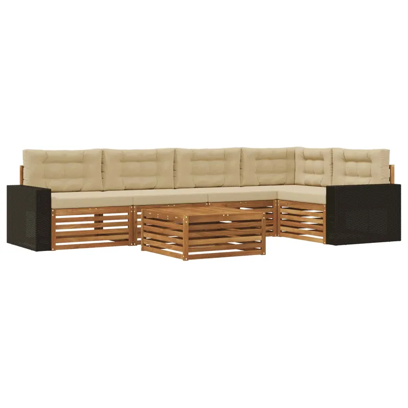 Lauko sofos komplektas 6 pcs Natūralus ir bežinis