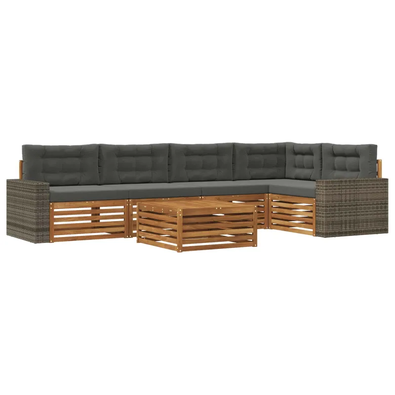 Lauko sofos komplektas 6 pcs Natūralus ir antracitas