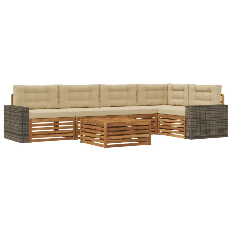Lauko sofos komplektas 6 pcs Natūralus ir bežinis
