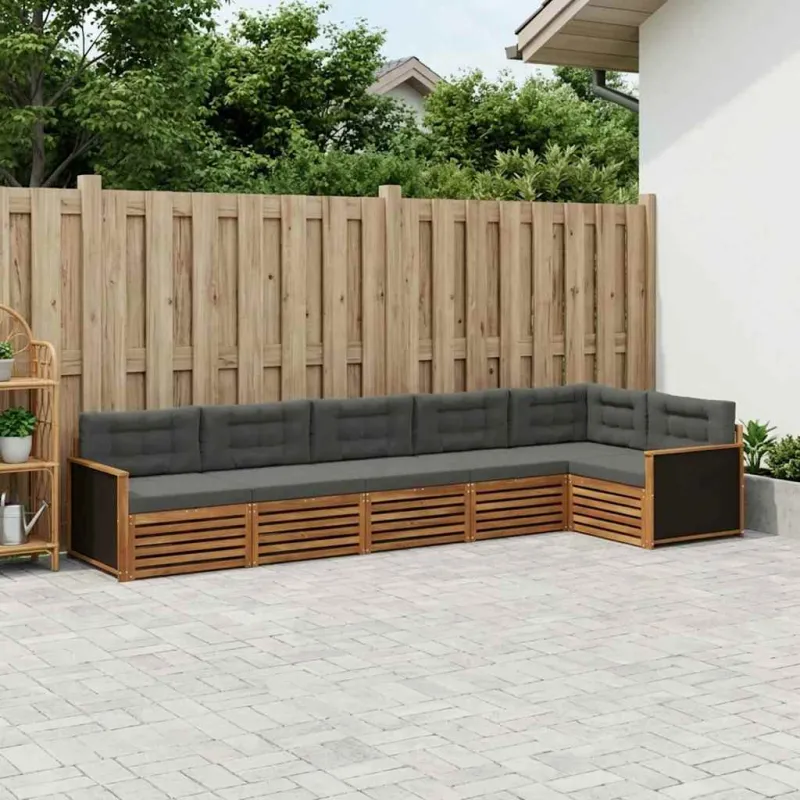 Lauko sofos komplektas 6 pcs Natūralus ir antracitas