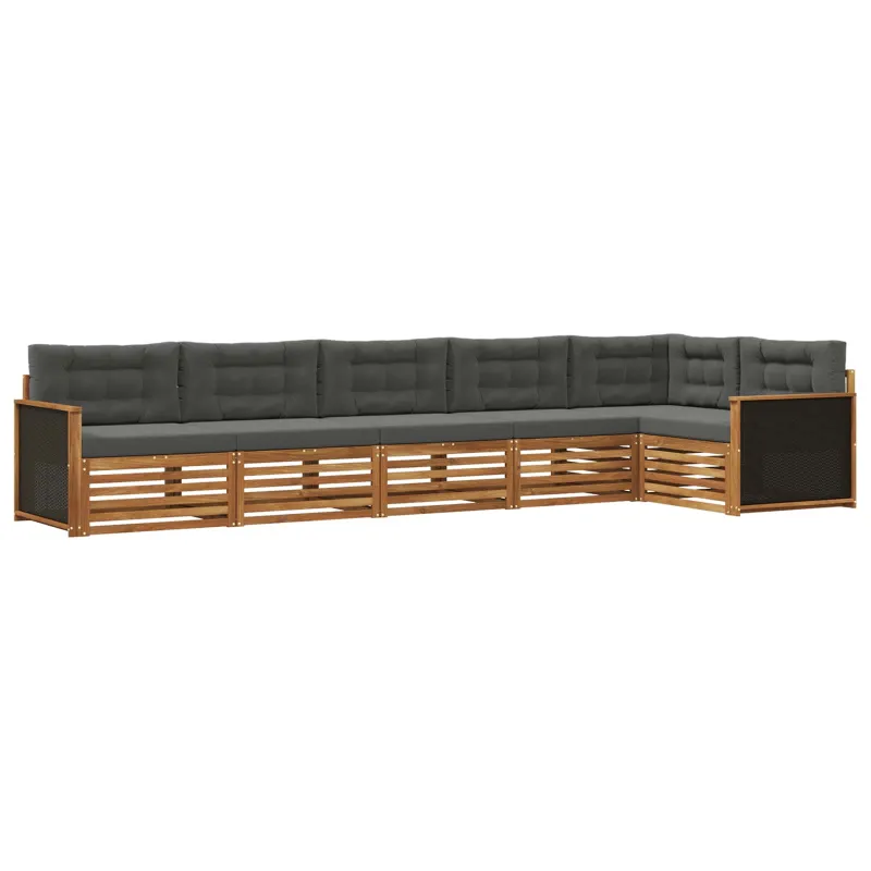 Lauko sofos komplektas 6 pcs Natūralus ir antracitas