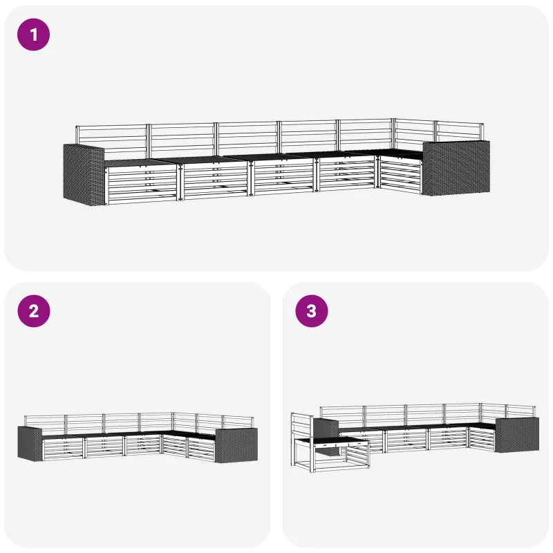 Lauko sofos komplektas 6 pcs Natūrali 402 x 172,5 x 73 cm