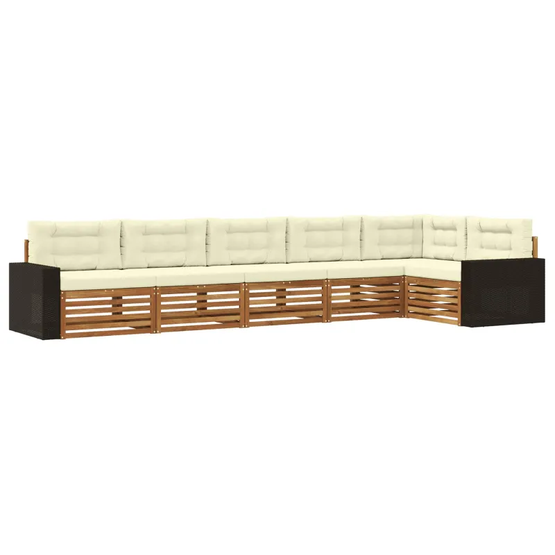 Lauko sofos komplektas 6 pcs Natūralus ir grietinėlė