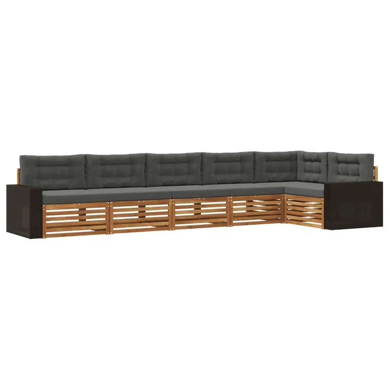 Lauko sofos komplektas 6 pcs Natūralus ir antracitas