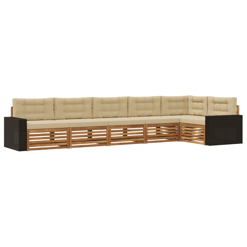 Lauko sofos komplektas 6 pcs Natūralus ir bežinis
