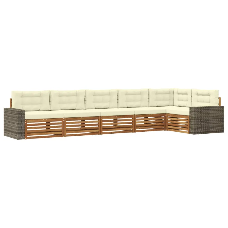 Lauko sofos komplektas 6 pcs Natūralus ir grietinėlė