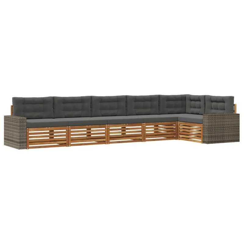 Lauko sofos komplektas 6 pcs Natūralus ir antracitas