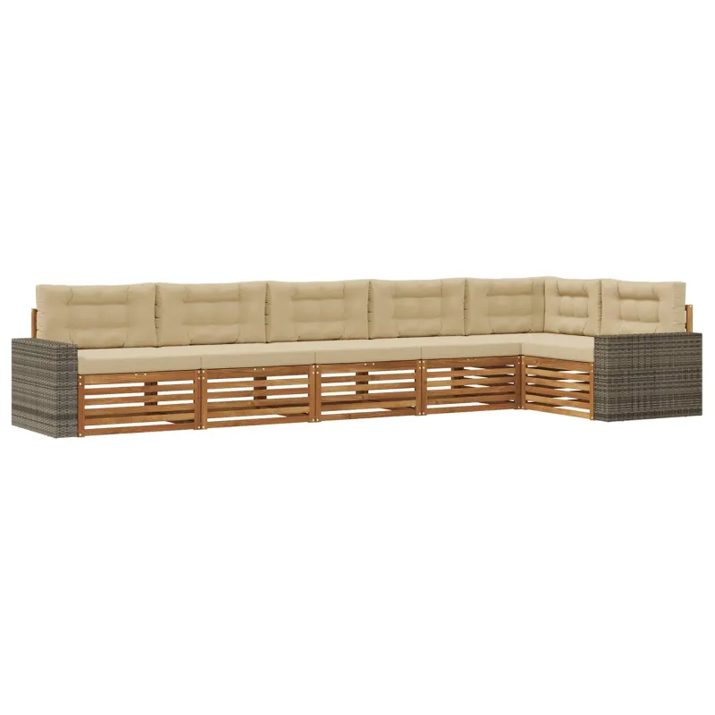 Lauko sofos komplektas 6 pcs Natūralus ir bežinis
