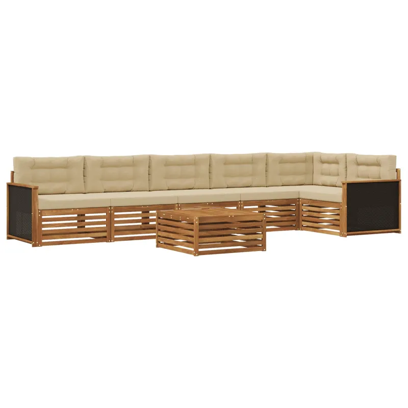Lauko sofos komplektas 7 pcs Natūralus ir bežinis