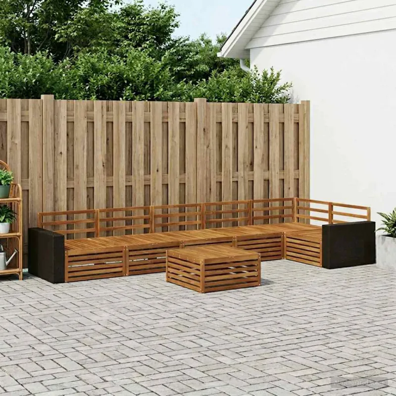 Lauko sofos komplektas 7 pcs Natūrali 79 x 79 x 37 cm