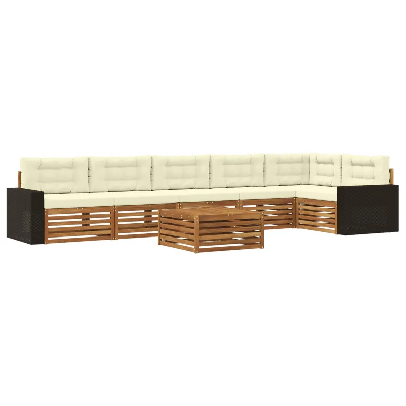 Lauko sofos komplektas 7 pcs Natūralus ir grietinėlė