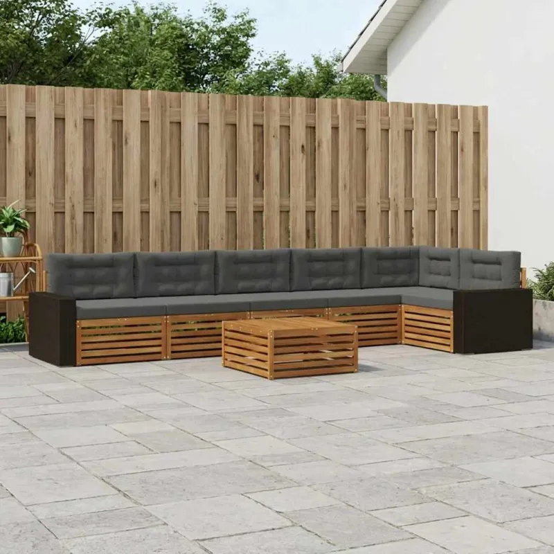 Lauko sofos komplektas 7 pcs Natūralus ir antracitas