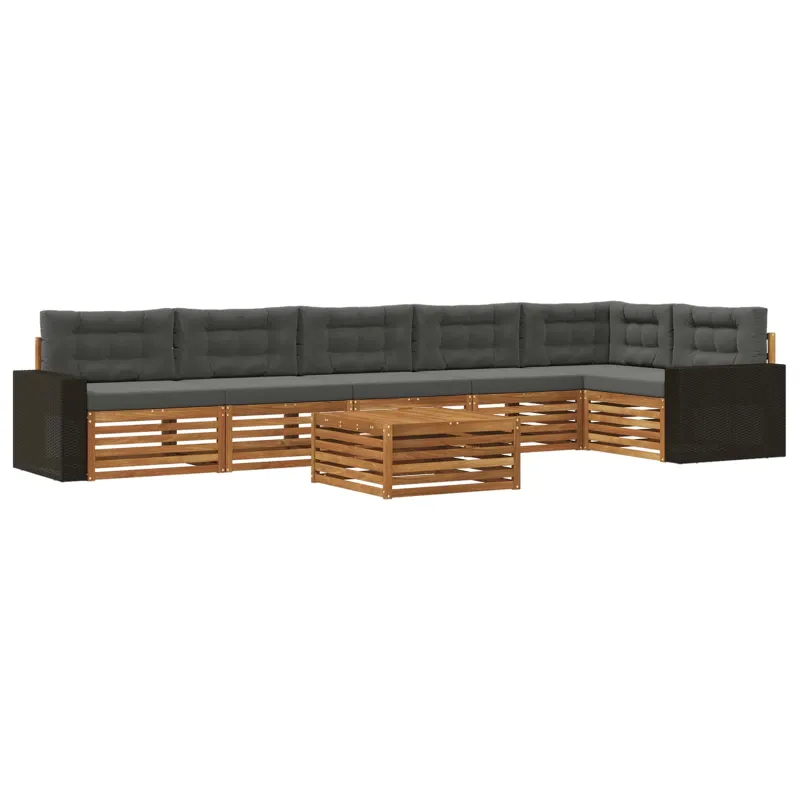 Lauko sofos komplektas 7 pcs Natūralus ir antracitas