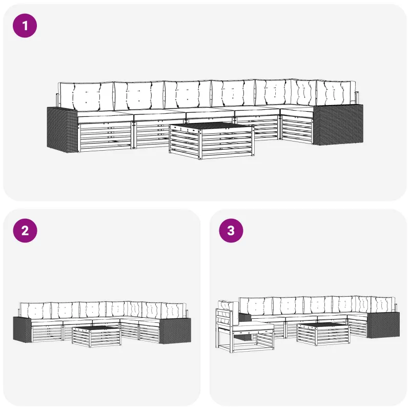 Lauko sofos komplektas 7 pcs Natūralus ir antracitas