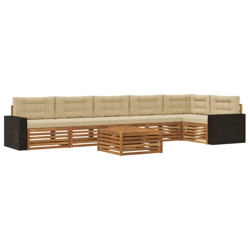 Lauko sofos komplektas 7 pcs Natūralus ir bežinis
