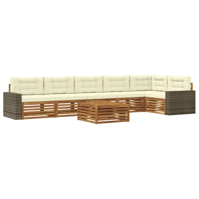 Lauko sofos komplektas 7 pcs Natūralus ir grietinėlė