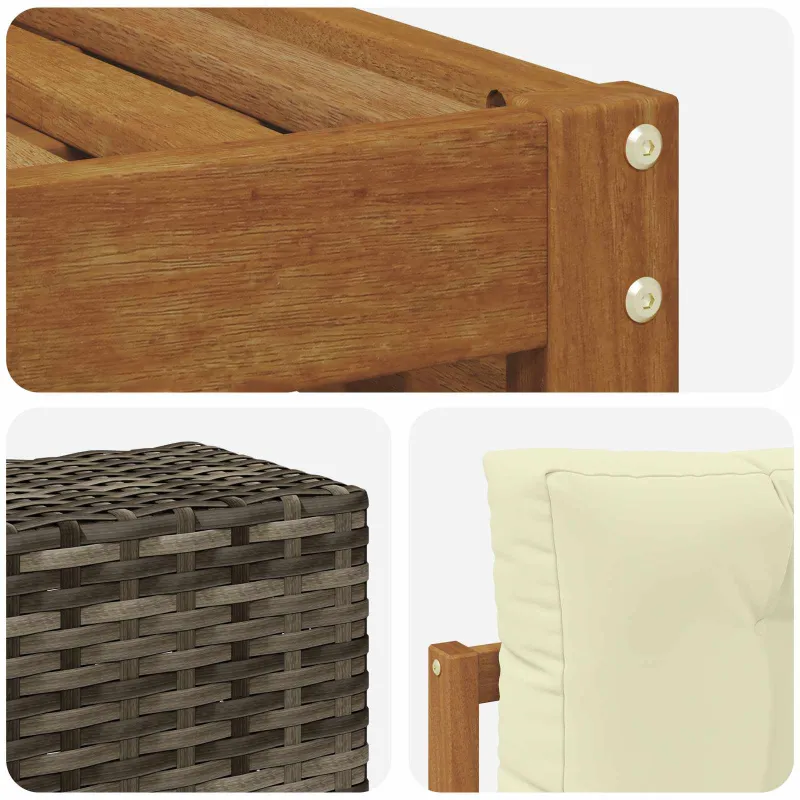 Lauko sofos komplektas 7 pcs Natūralus ir grietinėlė