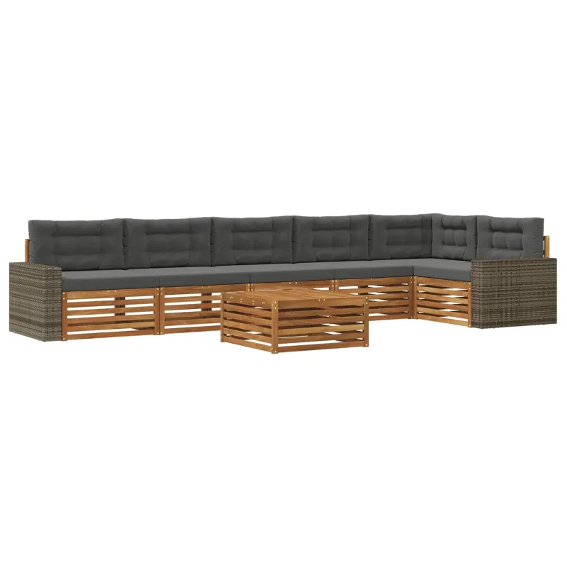Lauko sofos komplektas 7 pcs Natūralus ir antracitas
