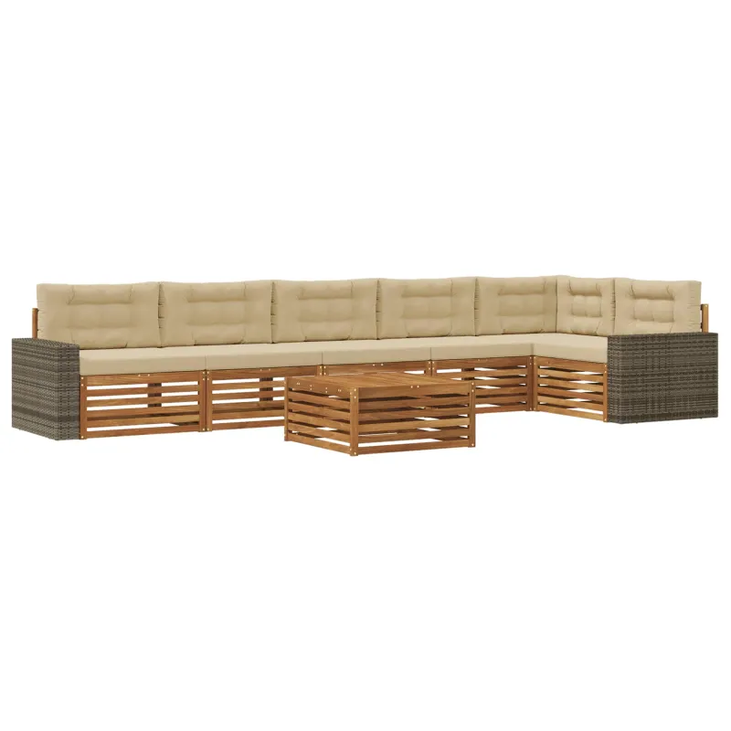 Lauko sofos komplektas 7 pcs Natūralus ir bežinis