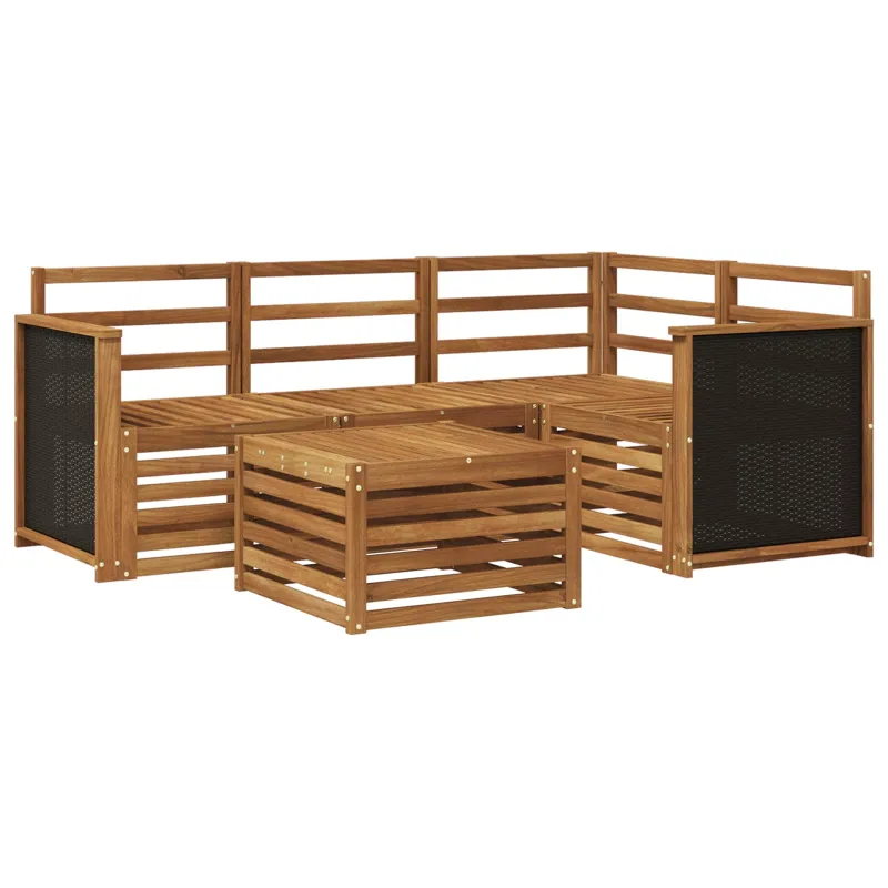 Lauko sofos komplektas 5 pcs Natūrali 59 x 59 x 37 cm