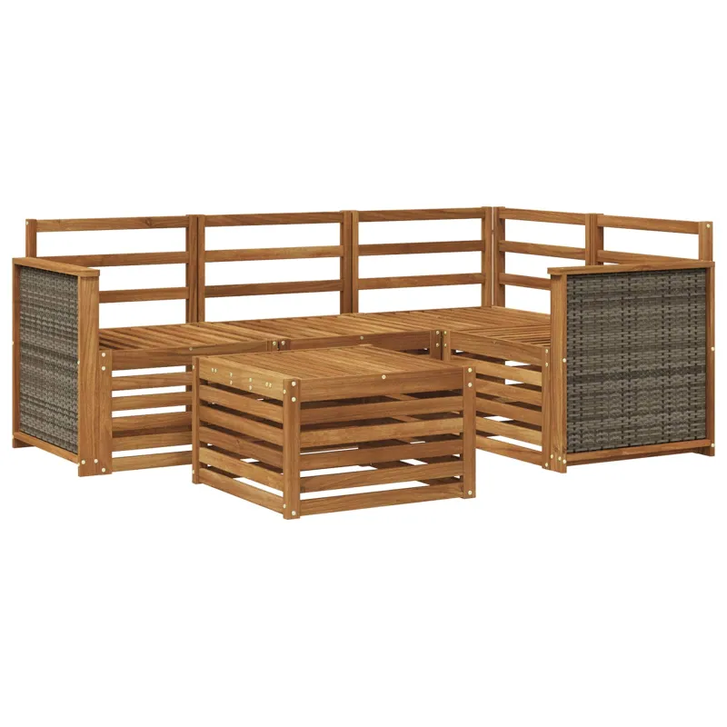 Lauko sofos komplektas 5 pcs Natūrali 59 x 59 x 37 cm