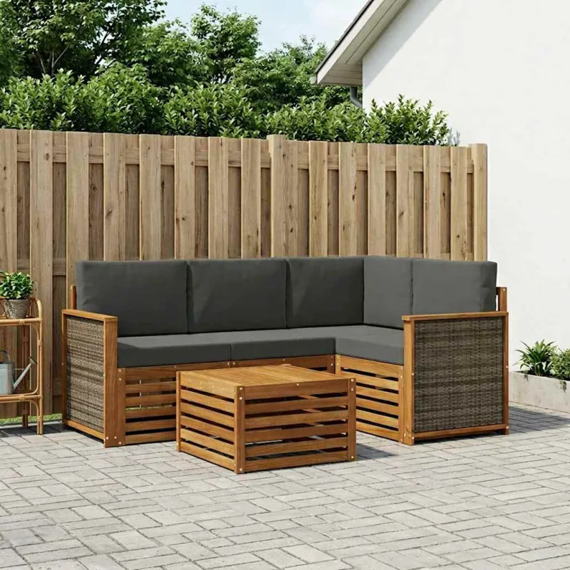 Lauko sofos komplektas 5 pcs Natūralus ir antracitas