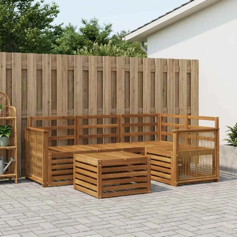 Lauko sofos komplektas 5 pcs Natūrali 59 x 59 x 37 cm