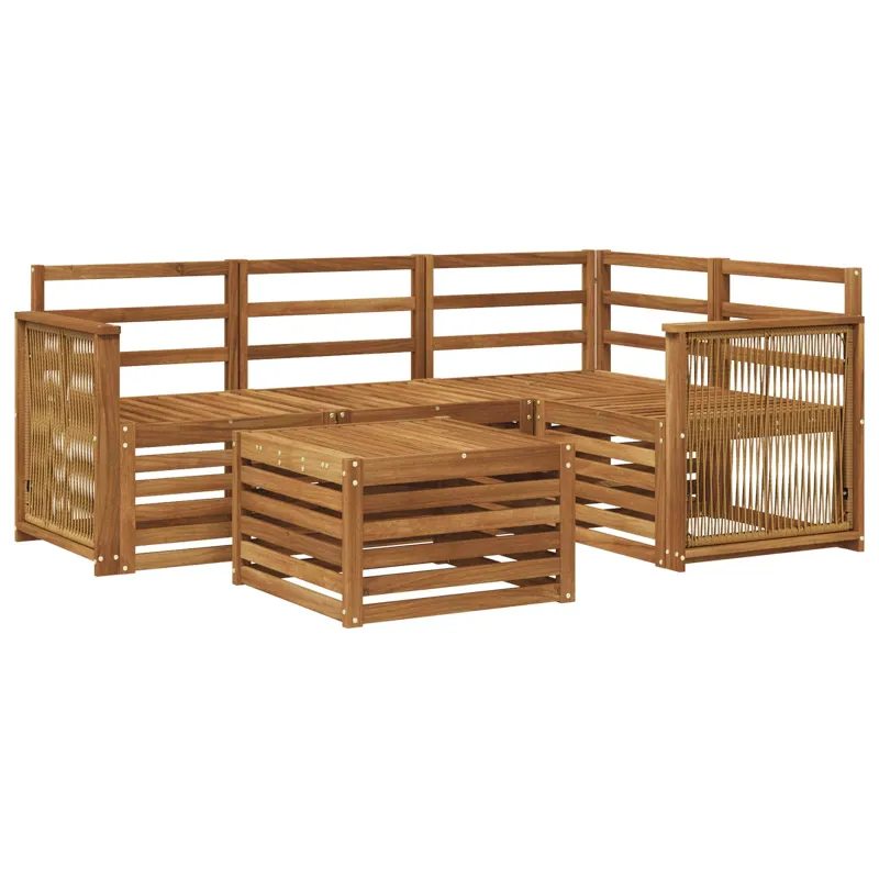Lauko sofos komplektas 5 pcs Natūrali 59 x 59 x 37 cm