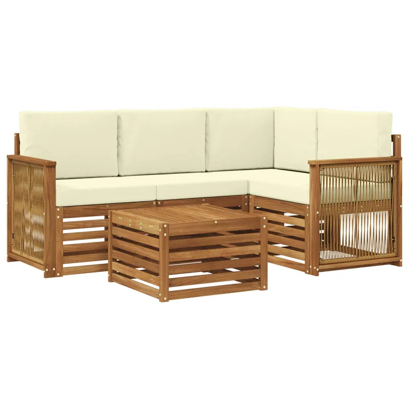 Lauko sofos komplektas 5 pcs Natūralus ir grietinėlė
