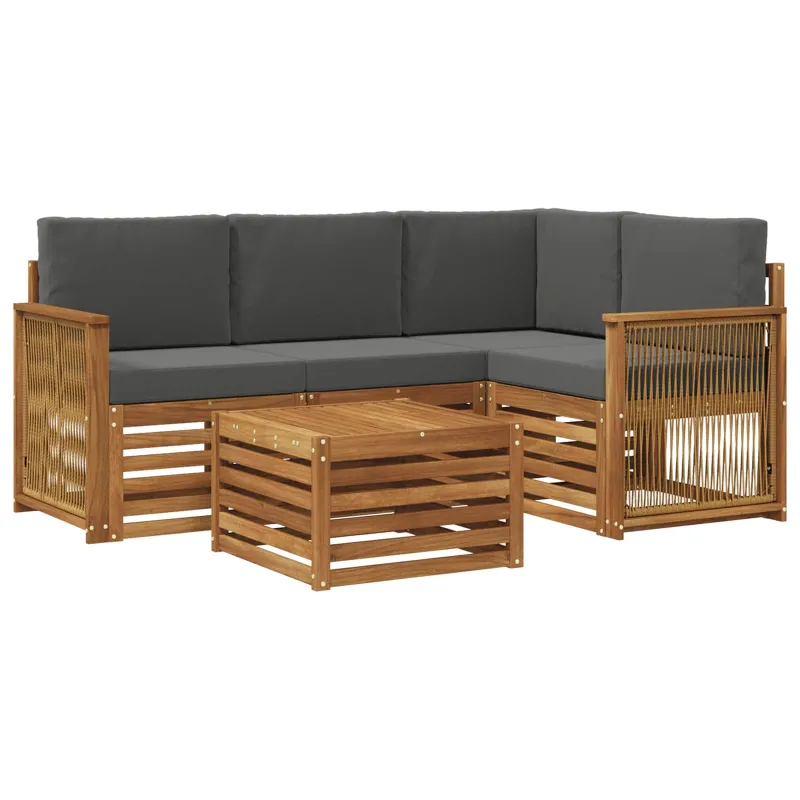 Lauko sofos komplektas 5 pcs Natūralus ir antracitas