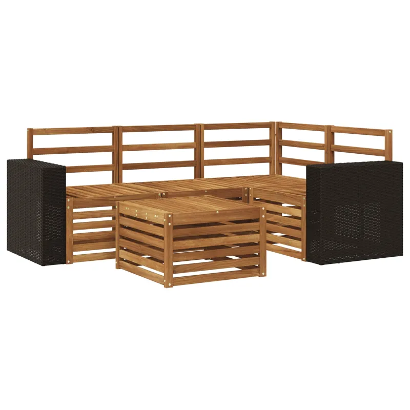 Lauko sofos komplektas 5 pcs Natūrali 59 x 59 x 37 cm